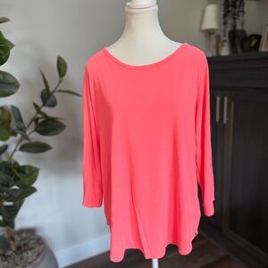 Xersion XXL Women's Bright Orange/Pink Top Relaxed Fit